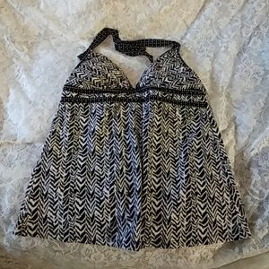 Mossimo black & white animal print halter tankini